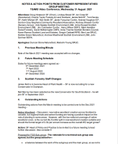 Customer Representative Group - Notes and action points from meeting of 31 August 2021